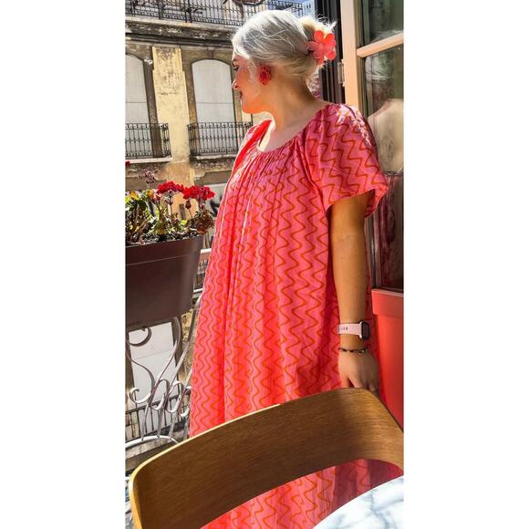 Zara Print Dress Tangerine - Picture 2 of 5